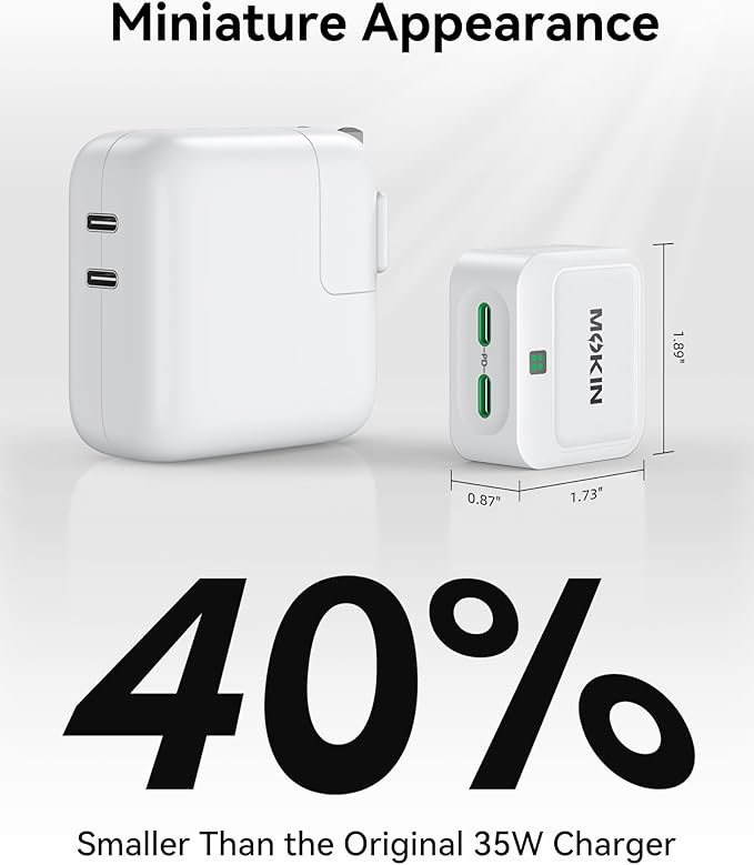 USB C Wall Charger, 45W Fast Charger Type C Charging Block Dual Port GaN+ PD Power Adapter with Foldable Plug USB C Charger Block Cube for iPhone 17 16 15 14 13 12 11 Pro Max XR XS, iPad, Samsung