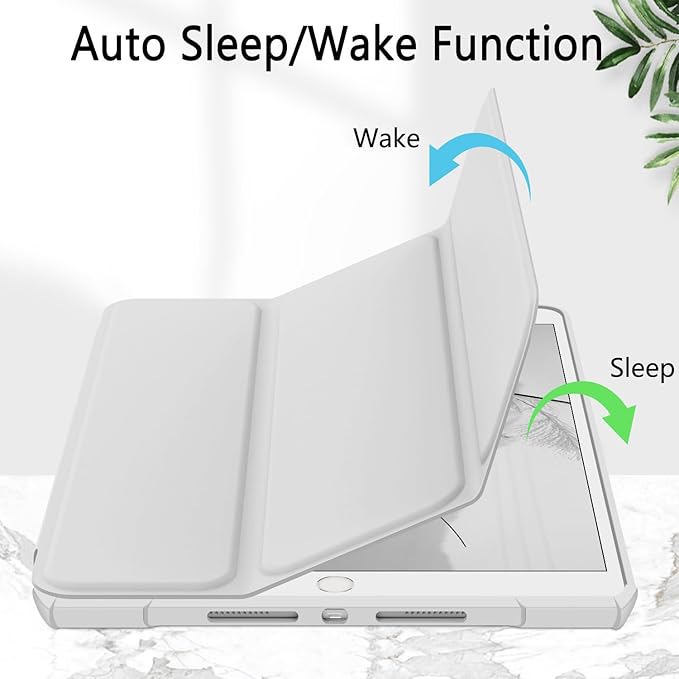 Case Compatible with iPad Air 3rd Generation, iPad Pro 10.5 inch 2017 Case with Pencil Holder, Stand Clear Back Cover for Air 3rd Gen 10.5" 2019, Auto Sleep/Wake, Grey White