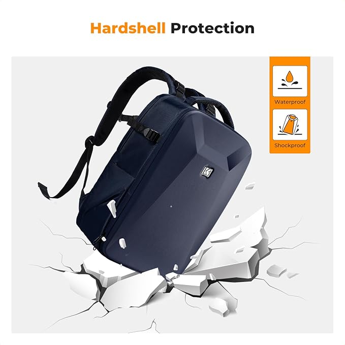 K&F CONCEPT Camera Backpack,Hardshell Photography DSLR Camera Bag with 15-15.6 Inch Laptop Compartment Hard Shell Camera Case Compatible with Canon/Nikon/Sony/DJI Mavic Drone