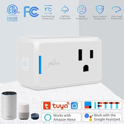 WiFi Smart Plug cETL Listed FCC Certified, Wi-Fi Outlet Compatible with Alexa, Echo and Google Home &IFTTT, No Hub Required, Remote Control,