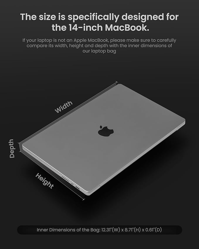 tomtoc Slim Laptop Sleeve for 14-inch New MacBook Pro M5 Pro/Max (2026) A3426 A3427 A3434, M4/M3/M2/M1 A3112 A3401 A3185 A2992, Water-Resistant MacBook Case for 13.8" Surface Laptop, Minimalist Design