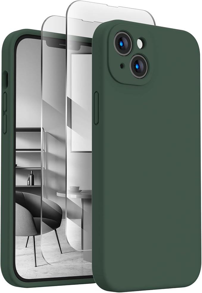 FireNova Designed for iPhone 14 Case, Silicone Upgraded [Camera Protection] Phone Case, Soft Anti-Scratch Microfiber Lining Inside, 6.1 inch, Alpine Green