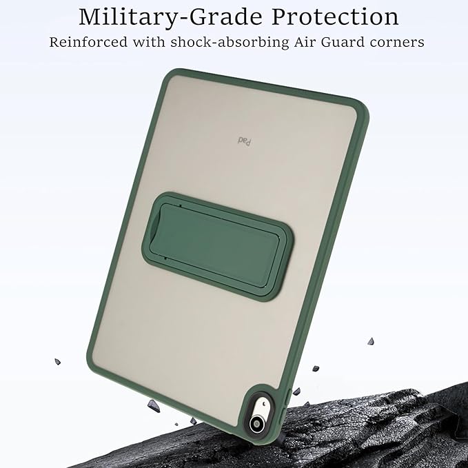 Shockproof Case for iPad (A16) 11th/10th Generation 10.9 inch 2025/2022, Kickstand Slim Fit Rugged Bumper Lightweight Anti-Scratch Bumper Case Cover for iPad 11th/10th Gen, Green