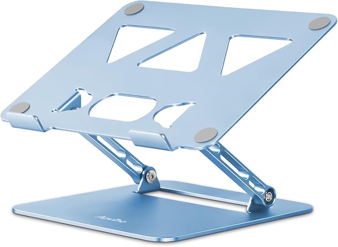 Aoviho Adjustable Laptop Stand for Desk,Portable Laptop Stand Holder and Riser,Foldable Aluminum Notebook Computer Stands for MacBook Air Pro HP Lenovo Dell Samsung Chromebook, 10-15.6 inch, Sky Blue