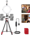 NEEWER Basics 8" Selfie Ring Light with Tripod Stand/2 Phone Holders Compatible with iPhone/3 Cold Shoes/Remote, LED Ringlight Lighting for YouTube TikTok Vlog Video Recording Makeup Streaming, R08