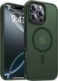 Magnetic for iPhone 16 Pro Case,[Compatible with MagSafe][Military-Grade Drop Protection][Anti-Yellowing]Shockproof Protective Translucent Matte Cover for iPhone 16 Pro Phone Case,Forest Green