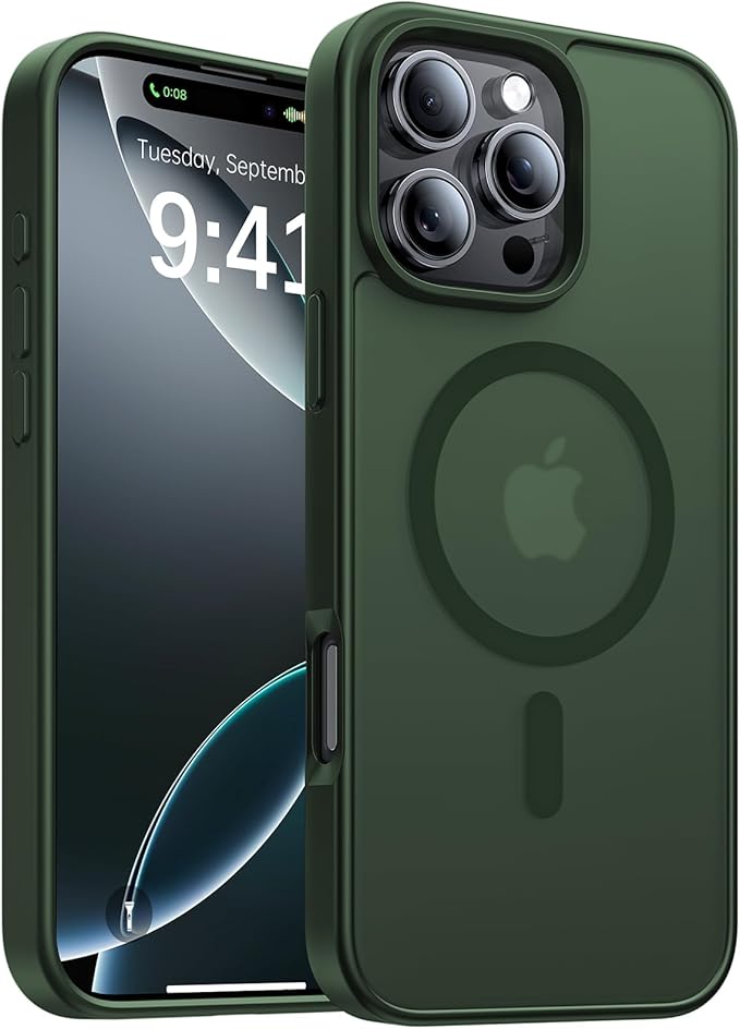 Magnetic for iPhone 16 Pro Case,[Compatible with MagSafe][Military-Grade Drop Protection][Anti-Yellowing]Shockproof Protective Translucent Matte Cover for iPhone 16 Pro Phone Case,Forest Green