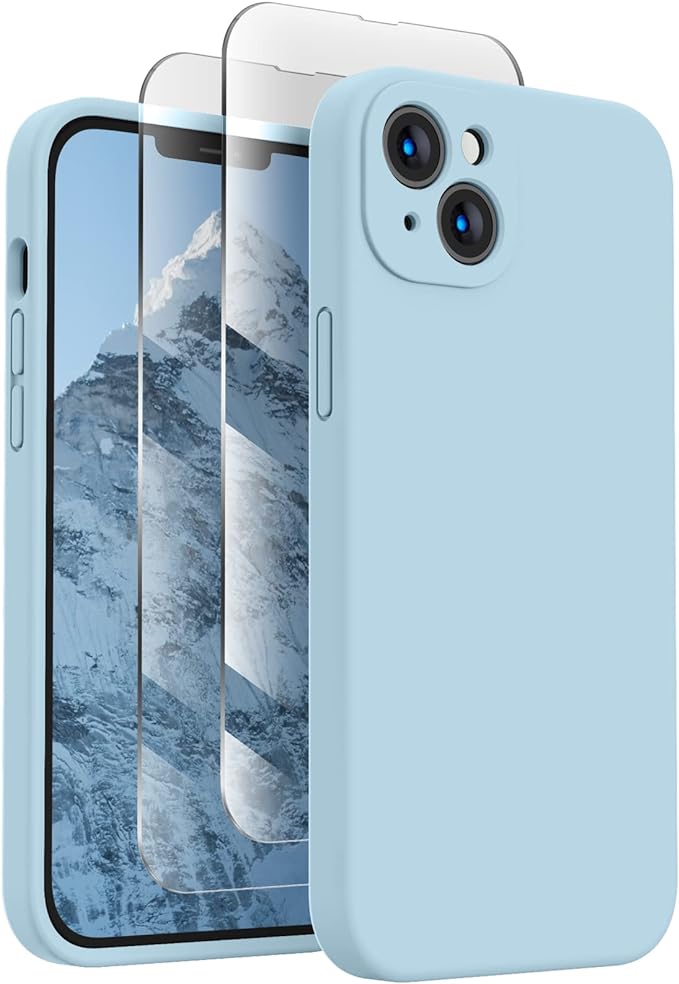 FireNova Designed for iPhone 14 Case, Silicone Upgraded [Camera Protection] Phone Case, Soft Anti-Scratch Microfiber Lining Inside, 6.1 inch, Sky Blue