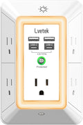 Multi Plug Outlet Surge Protector - Lvetek 3-Sided Power Strip with 5 Outlet Extender and 4 USB Ports(2 USB-C) and Night Light, USB Wall Charger for Home, Office, Travel, ETL Listed, White
