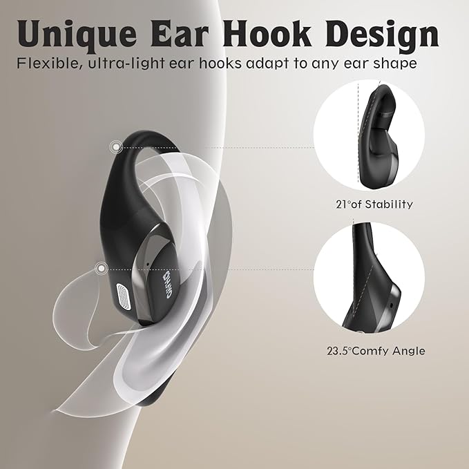 OHAYO Open Ear Headphones,Over Ear Earbuds with Ergonomic Earhook,Bluetooth Headphones 5.4 with Smart Digital Display,40H Playtime,IPX6 Waterproof,Touch Control Operate Fit Cycling,Running,Workout