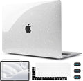 CISSOOK Clear Glitter Star Case for MacBook Air 13 Inch 2021 2020 2019 2018 Release A2337 M1 A2179 A1932, Plastic Sparkly Hard Shell Case with Keyboard Cover for MacBook Air M1 2020-2021 with Touch ID