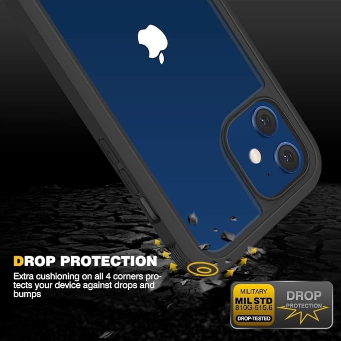 Diaclara Designed for iPhone 12/12 Pro Case, Full Body Rugged with Built-in Touch Sensitive Anti-Scratch Privacy Screen Protector, Soft TPU Bumper Case for iPhone 12/12 Pro 6.1" (Black)