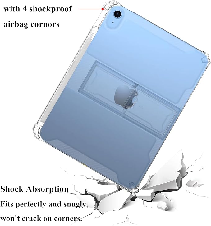 for iPad 9.7 inch Clear Case 2018/2017,iPad 6th/5th Generation Cover with Pencil Holder & Kickstand Anti-Slip Soft TPU Back Shockproof [Corner Protection] Ultra Thin Transparent Shell, Clear