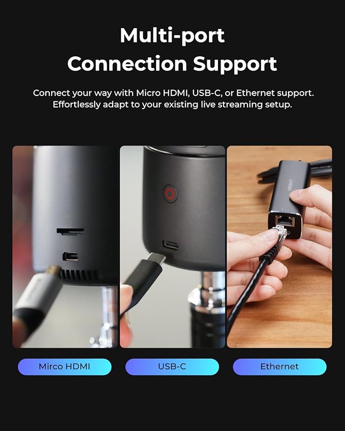 OBSBOT Tail Air NDI Streaming Camera 4K, AI Tracking PTZ Camera with Intelligent APP, Gesture Control, HDMI/USB-C/Wireless Webcam, Live Streaming Cameras (Tail Air (NDI Activated))