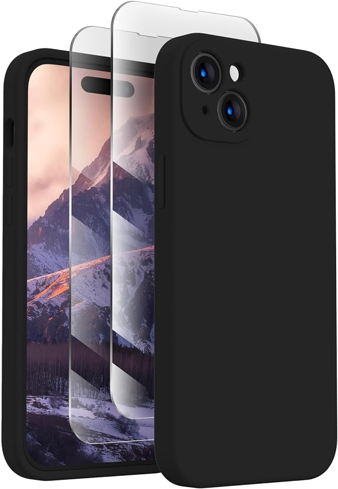 FireNova Designed for iPhone 15 Plus Case, Silicone [Camera Protection] Case, Soft Anti-Scratch Microfiber Lining Inside, 6.7 inch, Black