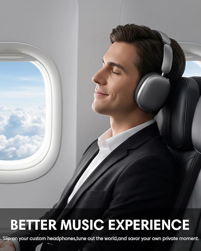 Wentronic Y02 Active Noise Cancelling Headphones, Wireless Over-Ear Bluetooth 5.4 Headphones, Multiple Modes, 60H Playtime, Hi-Res Audio, Big Bass, Foldable Lightweight for Travel Home Office, Grey