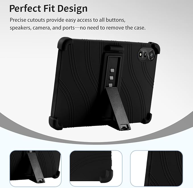 for Nexall N90 Tablet Case 12Inch, Shockproof Four Corner Airbag Protection,Soft Silicone Edge Cover with Built-in Stand,Heavy Duty Protective Sleeve for Nexall N90,Black