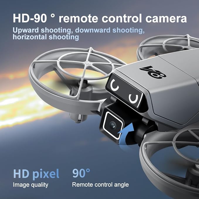 Mini RC Drone With Camera, Made Of Durable ABS Material And Featuring A Full-Guard Propeller Design To Effectively Reduce Collision Risks. Equipped With Cool LED “Eye” Lights And Flashing Tail Lights. Supports Intelligent Obstacle Avoidance, Optical Fl...