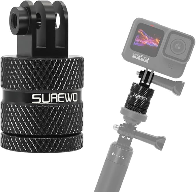 Aluminum 1/4 inch 20 Camera Tripod Adapter Mount, 360° Rotation 1/4"-20 Aluminum Tripod Adapter Mount Compatible with GoPro Hero 13/12/11/10, DJI Action 6/5 Pro/4, Xiaoyi and More Standard