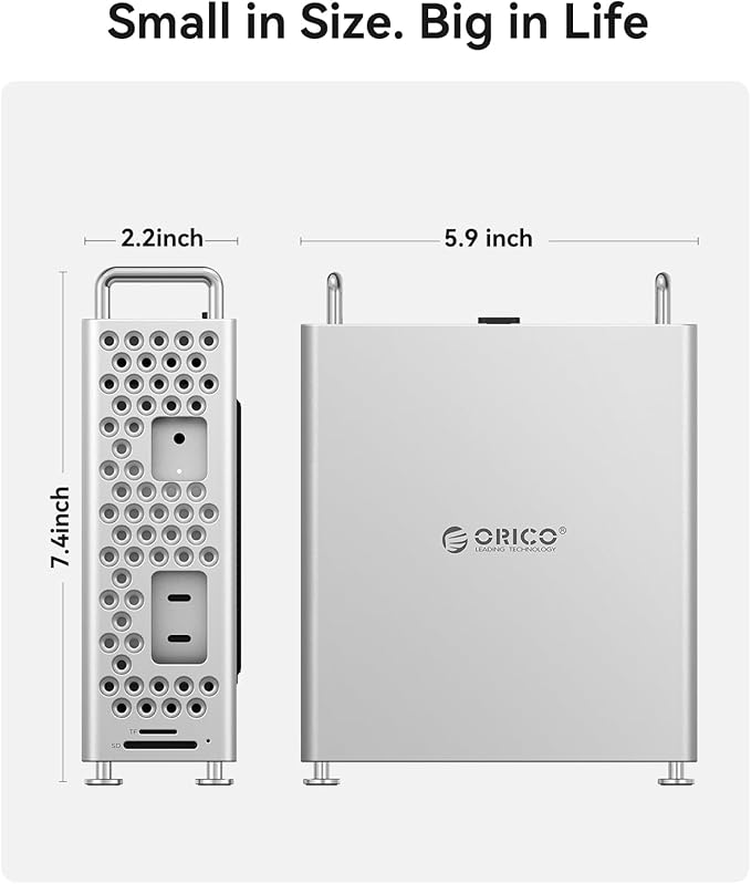 ORICO MiniPro Stand with 1TB NVMe SSD(Built-in no Remove), 4-in-1 USB-C Hub for Mac mini, 10Gbps High-Speed Data Transfer, Tool-Free Design, External Storage Solution (MS10-1T)