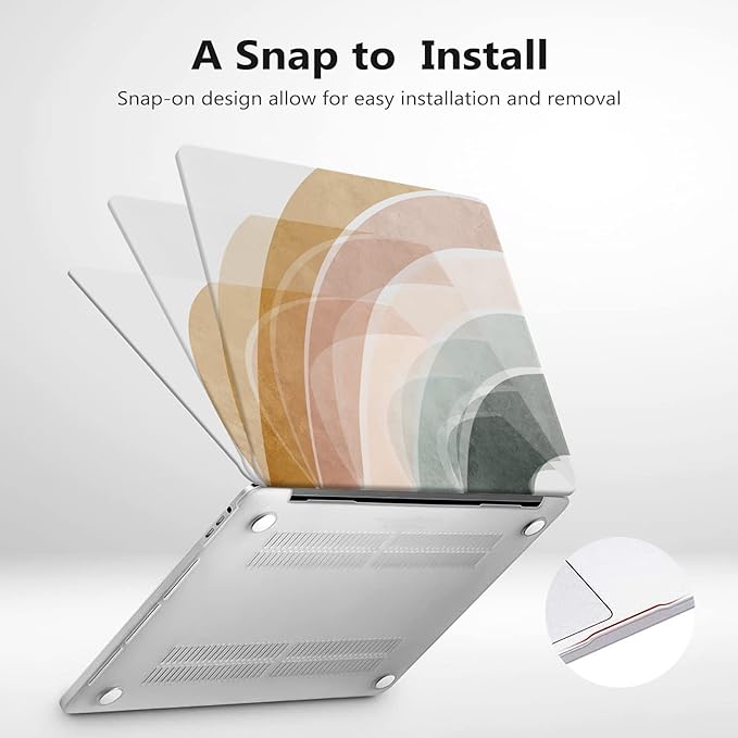 iCasso Compatible with MacBook Air 13 inch Case 2022, 2021-2018 Release A2337 M1 A2179 A1932 Retina Display Touch ID, Plastic Hard Shell Case + Keyboard Cover + Screen Protector, Molandi Rainbow