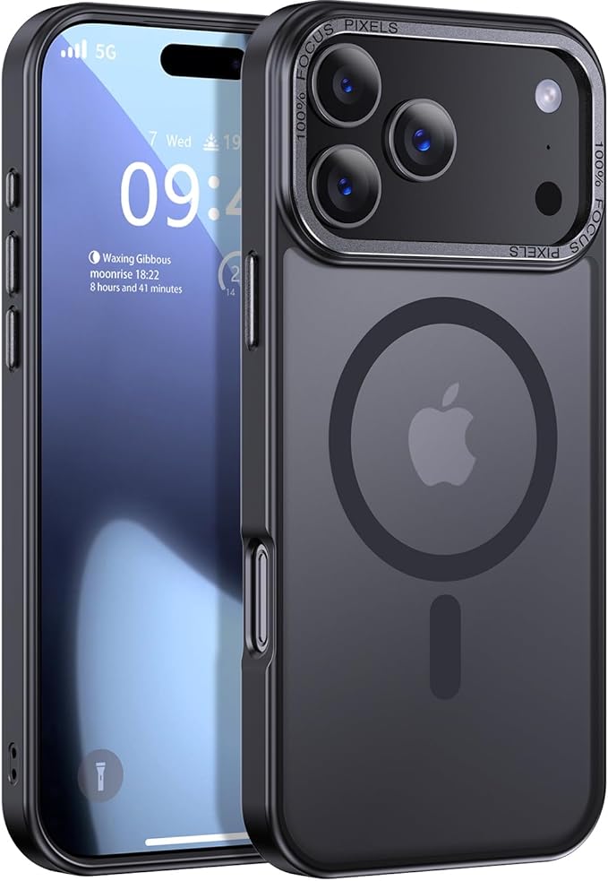 Newfuture Magnetic for iPhone 17 Pro Max Case [Compatible with Magsafe] [Military Grade Drop Protection] Translucent Matte Anti-Scratch Shockproof Protective Phone Cover 6.9 Inch, Frosted Black