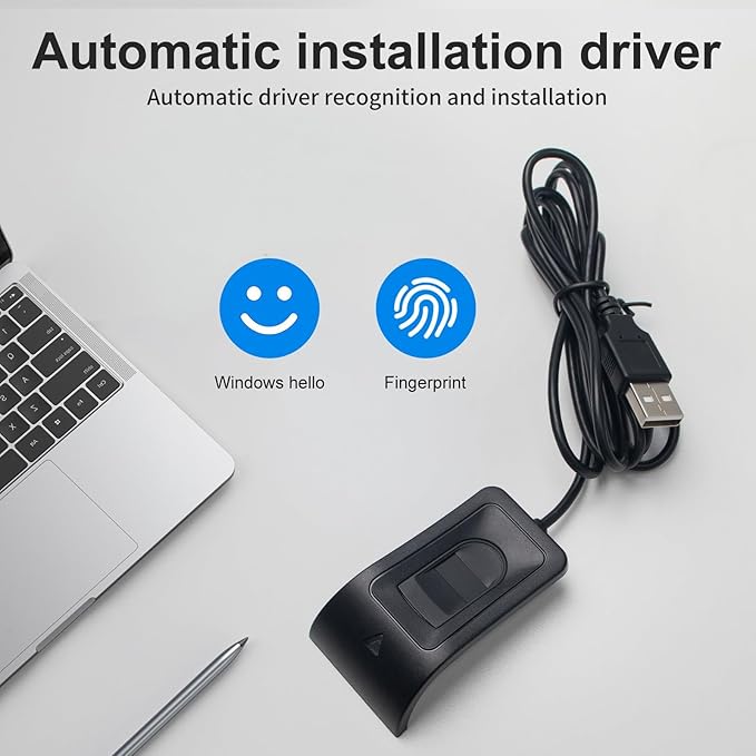 USB Fingerprint Reader Fingerprint for Windows10/11, Windows Hello Automatic Driver Installation with 5ft Extension Cable-Windows Password Free Operation