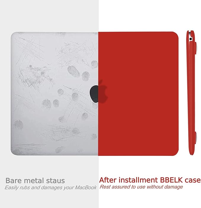 B BELK Compatible with MacBook Air 13 inch Case 2022 2021 2020 2019 2018 A2337 M1 A2179 A1932 Touch ID, Matte Plastic Hard Shell+Keyboard Cover+Screen Protector for MacBook Air 13.3 inch Case, Red