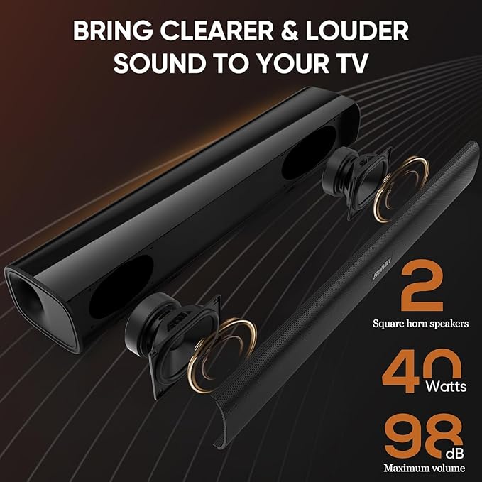 Saiyin Sound Bar for Smart TV,Balanced Sound,Soundbar with Bluetooth/TV-ARC/Optical/AUX Connect, Surround Sound for Home Theater Audio TV/PC/Gaming/Projectors,Wall Mountable