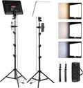 2-Pack LED Video Light Kit, 14" Studio Light with 75'' Tripod Stand & Phone Holder, 2700-6500k Dimmable Photography Lighting Kit, Podcast Lighting for Video Recording, Streaming, YouTube, Tiktok