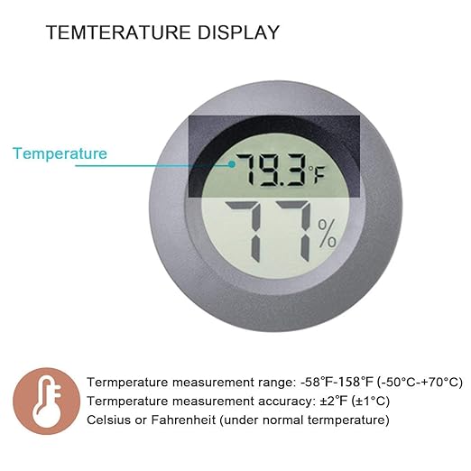 4-pack Mini Hygrometer Thermometer Fahrenheit Indoor Room Round Humidity Temperature Gauge for 3D Printer Home Jars Reptile Incubator Guitar Case