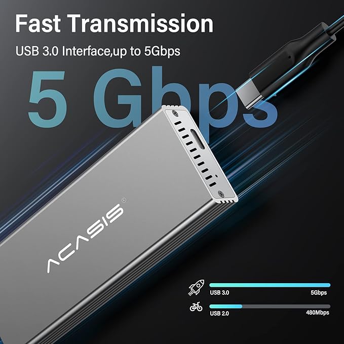 ACASIS USB C 3.0 SSD Enclosure for Narrow Apple Flash SSDs MacBook Air from 2010 to 2011 Portable Storage Enclosure Compatible with M.2 Nvme SSD with Adapter