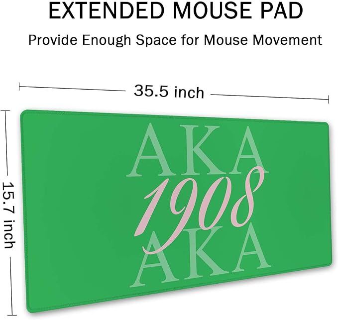 SSOIU Extended Gaming Mouse Pad (35.5x15.7 in), Large Stable Rubber Base Mousepad with Stitched Edges, Keyboard Mouse Mat Desk Pad for Work, Game, Office, Home - AkA 1908 Cool Design Green Color