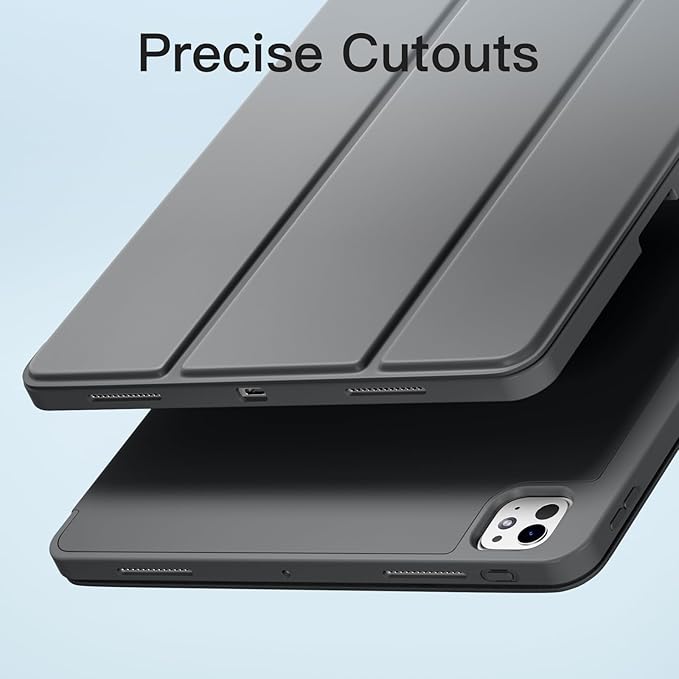 Akkerds Compatible with iPad Pro 13 Inch Case (M5/M4) 2025/2024, for iPad 13 Pro Case with Pencil Holder, Slim Trifold Stand Protective Cover with Soft TPU Back, Auto Wake/Sleep (Darkgrey)