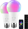 RGBCW E26 Smart Light LED Bulb with a 2.4GHz Remote Control 12W 1000lm Color Changing for Bedroom, Mood Soothing,100W Equivalent,Dimmable 1% to 100% 3000-6500K,2 Bulb & 1Remote