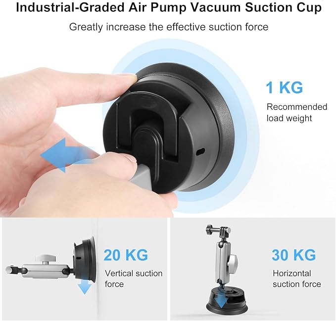 PULUZ Car Suction Cup Mount 360° Rotation Windshield & Window Camera Bracket for GoPro Hero 11 10 9 8 7 Insta360 X3 DJI Action Camera Accessories with Phone Holder with 1/4 Thread