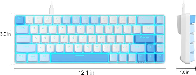 MageGee Portable 60% Mechanical Gaming Keyboard, MK-Box LED Backlit Compact 68 Keys Mini Wired Office Keyboard with Red Switch for Windows Laptop PC Mac - Sky Blue