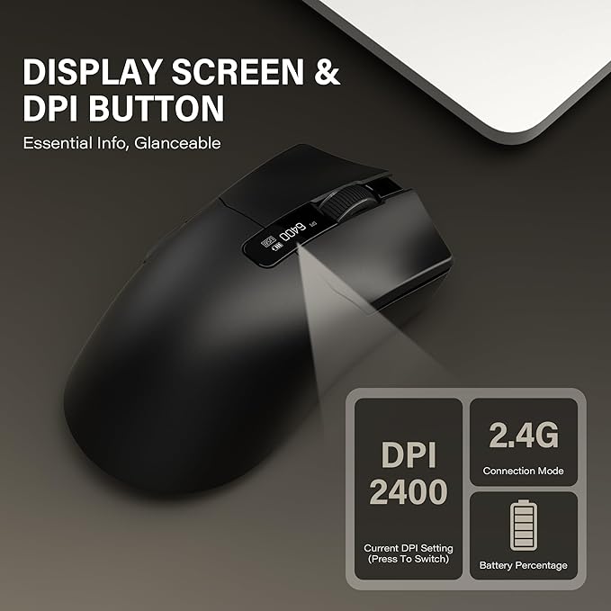 G59 Wireless Gaming Mouse, PAW3950 Sensor, 30,000 DPI, 8000Hz Polling Rate, Programmable Buttons, RGB 68g Tri-Mode Lightweight Esports Mouse for PC/Laptop/Mac