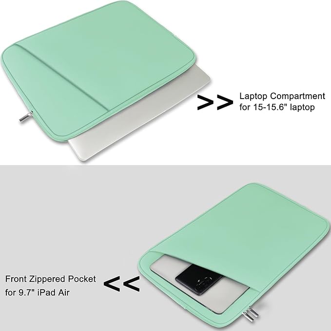 Askuko Laptop Case, Shockproof Protective Computer Sleeve Cover, Handbags Portable Laptop Bag for 15.6 inch HP Dell Asus Lenovo Notebook Computer with Front Pocket, Light Blue