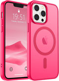 SUPFINE Magnetic for iPhone 13 Pro Case (Compatible with MagSafe) (Military Grade Drop Protection) Slim Translucent Matte Shockproof with Anti-Fingerprint Phone Case,Hot Pink