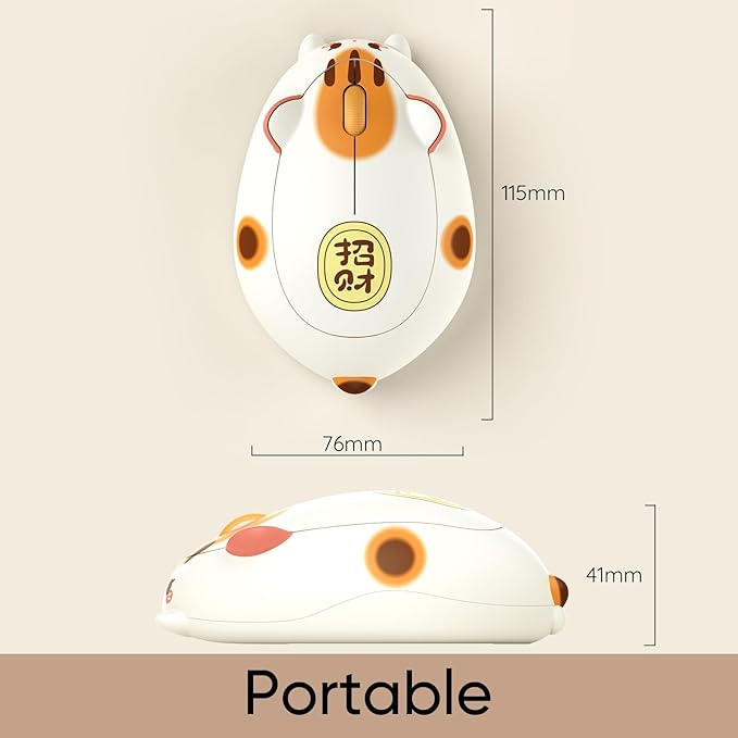 Akko Cat Theme Wireless Gaming Mouse Fortune Cat, Tri-Mode Mouse BT3.0/BT5.0/2.4G, Cute Optical Cordless Cartoon Mice for Computer/Laptop/Desktop/PC, Compatible with Mac/Win