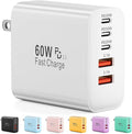 USB C Charger Block, 60W 5-Port Type C Charger Fast Charging Block, USBC USB Multiple Port Wall Charger Plug Adapter for iPhone 17/Air/16/15/14/13/12/11 Pro Max, Samsung Galaxy, iPad, Tablet (White)