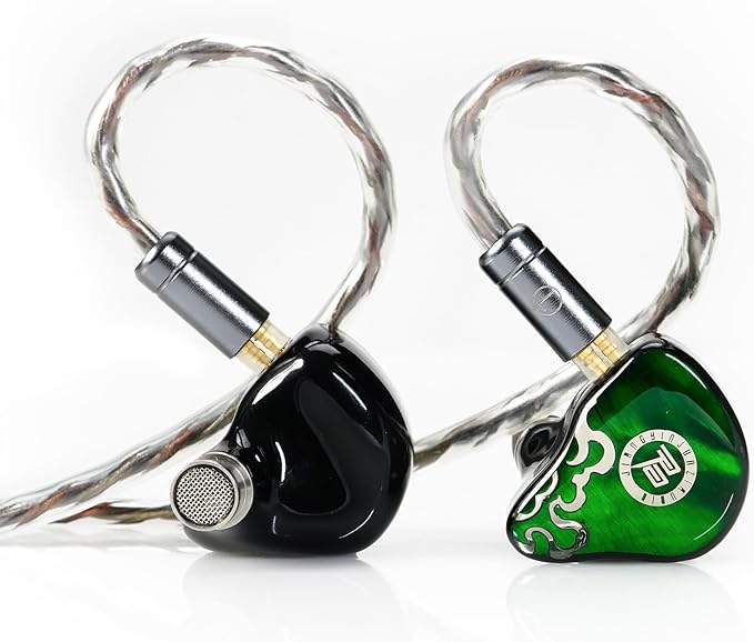 HiFiGo IEMs Juzear x Z Review Defiant in Ear Monitor, 1DD +3BA Hybrid Drivers Earphones, HiFi Wired Earbuds, Gaming Earbuds with 3.5/4.4mm Detachable Cable for Musician Audiophile Gamer (Green)