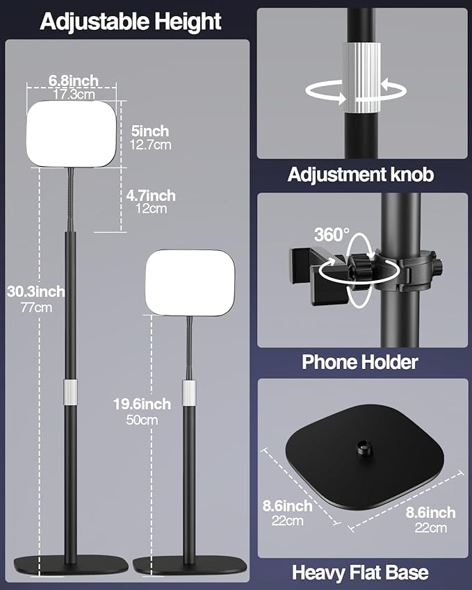 EMART Zoom Meetings Streaming Light for Desk with Flexible Gooseneck, Desktop Video Conferencing Calls Selfie Key Light, Recording Keylight Continuous Output Lighting for Laptop Computer Webcam