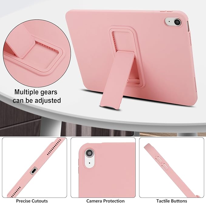 Case for iPad 11th Generation (A16) 11 Inch 2025/iPad 10th Generation 10.9" 2022, TPU & Hard PC Back Cover with Kickstand Feature Screen & Camera Defense Shockproof Bumper, Pink