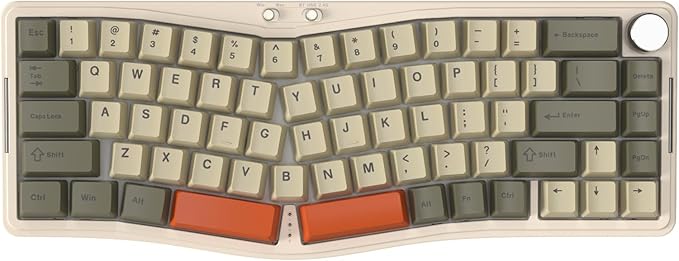 ATTACK SHARK AKS068PRO Wireless Mechanical Gaming Keyboard 65% Alice Layout Hot-swap Gasket with Wired/BT5.1/2.4Ghz RGB Backlit VIA Programmable Knob 3000mAh Battery Sea Salt Switch for Win/Mac(Gray)