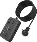 NTONPOWER 6 Widely Spaced Outlet(2 Side) Power Strip with 4 USB Ports, Extension Cord 15 Ft