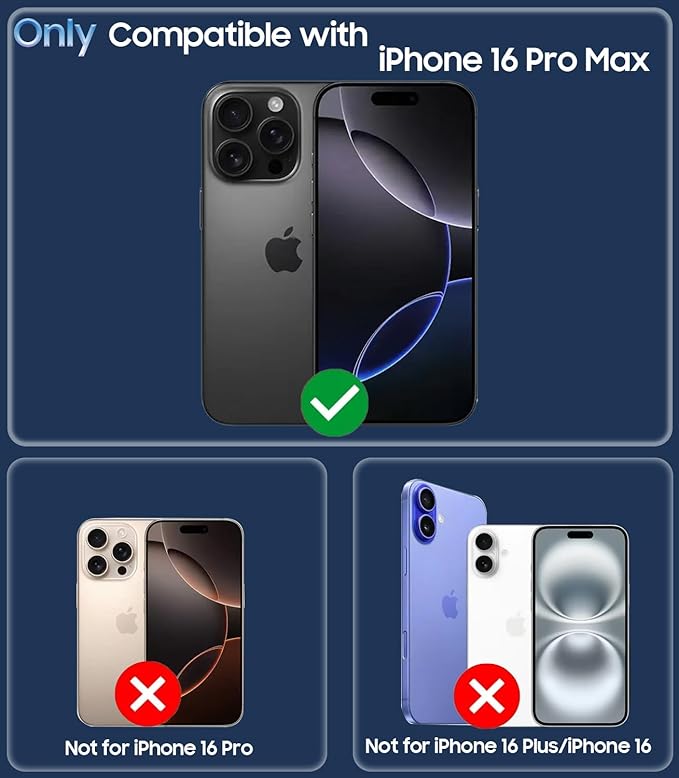 TOBOVON for iPhone 16 Pro Max Case, Compatible with MagSafe, Built-in Camera Ring Stand, with Individual Camera Cover, Translucent Matte Military-Grade Drop Protection Magnetic Case, Black