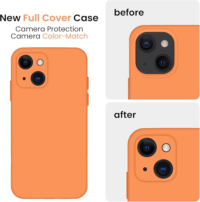 FireNova Designed for iPhone 13 Case, Silicone Upgraded [Camera Protection] Phone Case, Soft Anti-Scratch Microfiber Lining Inside, 6.1 inch, Kumquat