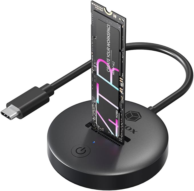 M.2 NVMe & SATA SSD Docking Station, ICY BOX 10Gbps M.2 NVME SSD Reader Adapter External for M Key and B+M Keys, Tool-Free, Size for M2 22110 2280 2260 2242 2230 Drive Docking Station